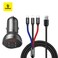 Baseus
24W Car Phone Fast Charger 4.8A Dual USB Car Charge Plug Adapter With 3-In-1 Cable 1.2M Compatible For iPhone 14 Pro/14 Pro Max/13/12/11/Galaxy S23/S22/Oneplus/Huawei/Xiaomi Etc Black