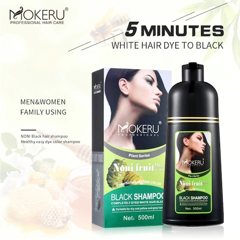 Mokeru Organic Natural Fast Hair Dye  5 Minutes Noni Plant  Black Hair Color Dye Shampoo For Cover Gray White Hair
