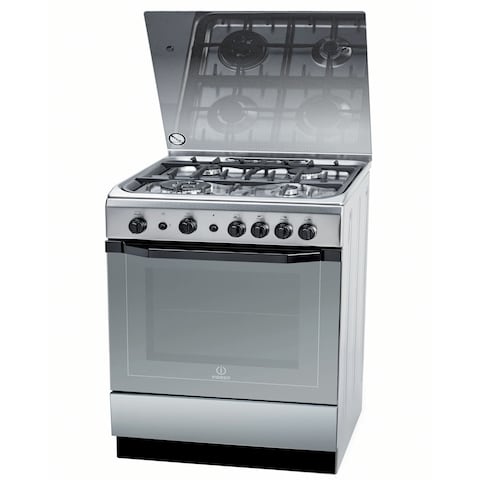 Indesit Free Standing 60X60 Cm Gas Cooker With  4 Burners Stainless Steel I6TG1GXGHEX