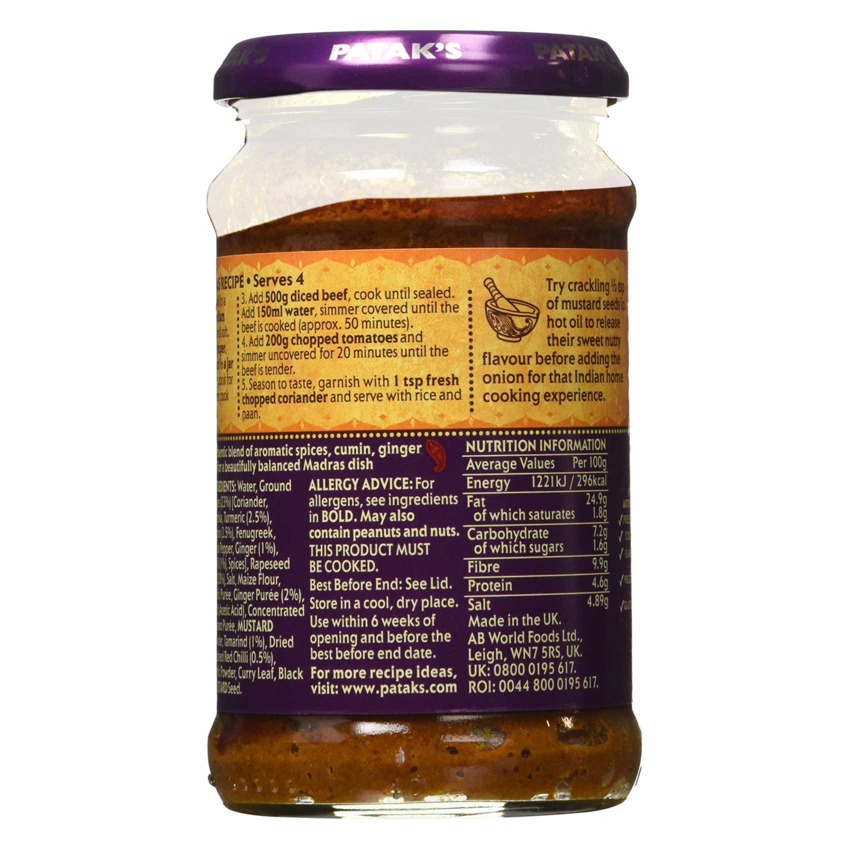 Pataks Curry Paste Madras 283 Gram product thumbnail 2