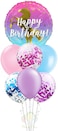 Party Time 8-Pieces Colorful Unicorn Balloons Set, Round Unicorn Foil Balloon, Mix Latex Balloons and Confetti Blloons, Unicorn Balloon Bouquet For Unicorn Theme Party Decoration - Birthday Party Deco