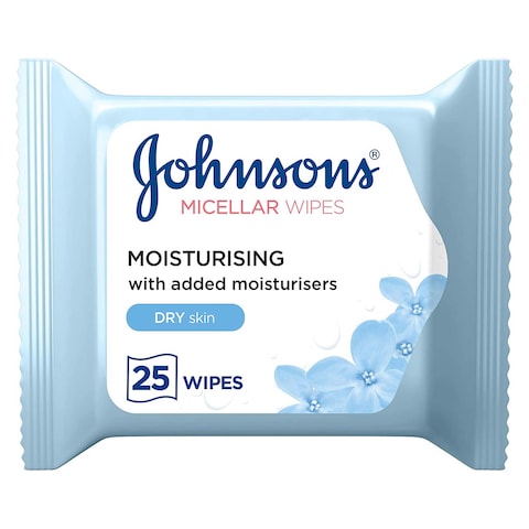 Johnson&#39;s Cleansing Face Micellar Wipes - Moisturizing - Dry Skin - 25 Wipes