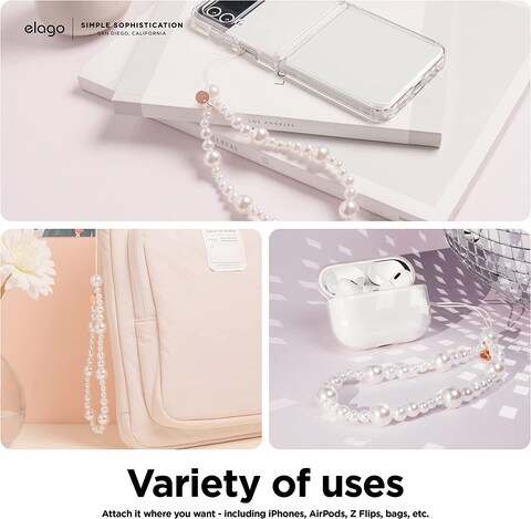 Elago Beads Strap Phone Lanyard Compatible With Airpods Pro 2 - Pearl