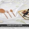 Life Smile 50 Pieces Cutlery Set Service, Pure Stainless Steel Flatware Set, Include Rice Server/Dinner Knife/Dinner Fork/Dinner Spoon/Cake Fork/Tea Spoon/Fruit Knife (Shine Rose Gold)