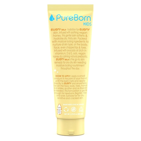 PureBorn Kids Every Balm Moisture Recovery Balm With Soothing Vegan Honey And Avocado Extract 80ml