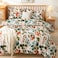 LUNA HOME Queen/Double size Bedding Set without filler 6 pieces , Green Color Leaves Design