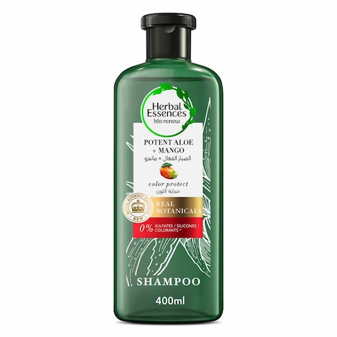 Buy Herbal Essences Color Protect Sulfate Free Potent Aloe Vera Mango Natural Shampoo for Dry Hair 400 ml in Saudi Arabia