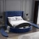 In House Lotus Velvet Bed Frame - King - 200x200 cm - Dark Blue