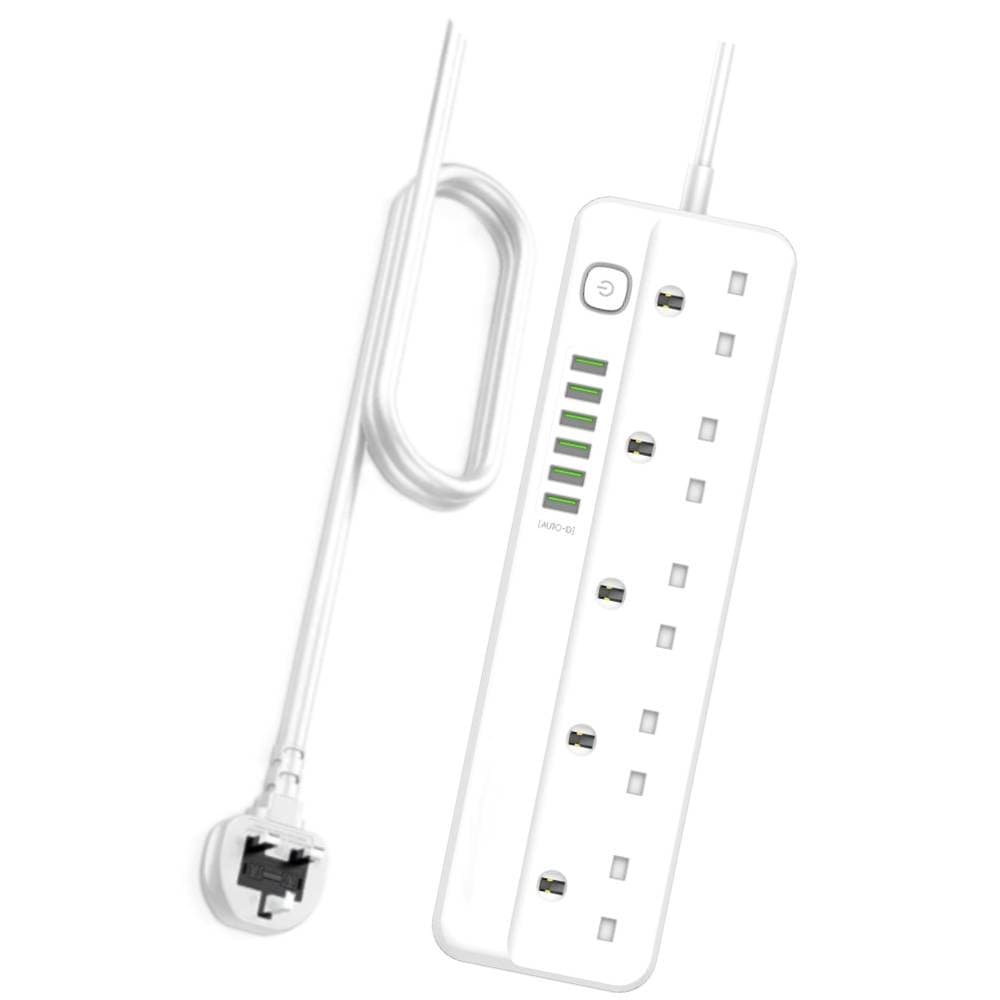 Buy 5 way Power Extension Cord with 5 USB - Surge Protector Strip With ...