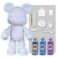 COOL BEAR COIN PIGGY BANK FIGURE (9 inch - 23 cm) ACRYLIC DRIP POUR PAINT COMPLETE KIT, Colors: Silver, Light-Blue, Light-Purple. Acrylic Rich Pigments Fluid Flow Paint, Arts and Crafts.