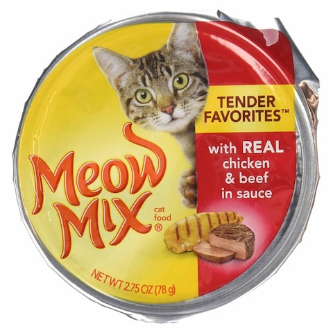 Meow Mix Tender Favorites With Real Chicken And Beef In Sauce Cat Food 78g