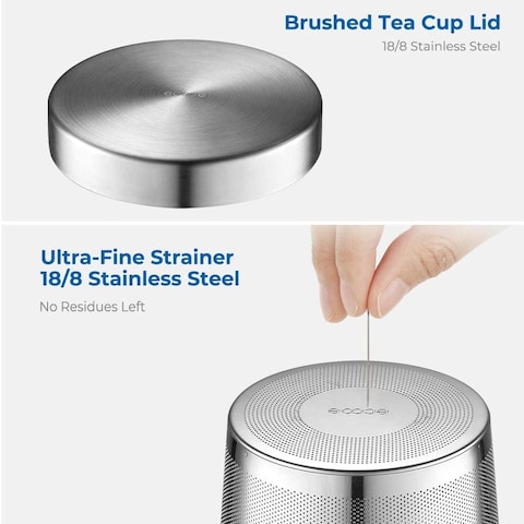 Lushh Clear Glass Tea Mug Cup with Stainless Steel Infuser Lid for Loose Tea/Tea Bag 500ML (17 Oz)