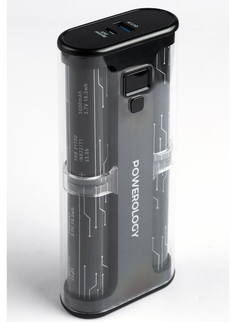 Powerology Crystalline Series Powerbank 20000mAh PD 65W - Transparent/Grey