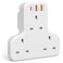 Multi Plug Extension Power Adapter With 2 USB and 20W USB-C Fast Charging, 3 Way Wall Charger Electrical Extender Outlet Adaptor, Socket Charging Station White