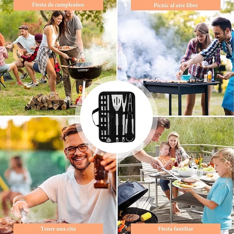 BBQ Grill Accessories Tools Set: Stainless Steel Barbecue Grilling Utensils Kit for Outdoor Camping / Picnic / Party (9 Pieces)
