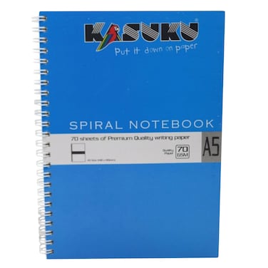 Kasuku Twin Ring A5 Spiral Notebook White/Blue 70 Sheets