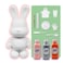 BUNNY MONEY SAVER FIGURINE (9 inch - 23 cm) ACRYLIC DRIP POURING PAINT DIY SET Colors: Light-Pink, Silver, Orange.