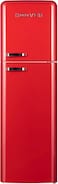 Hoover 326L Top Mount Retro Style Refrigerator, Total No Frost Designt, Fresh Room, Humidity Control, Metal Texture Handle, Bottle Rack, Red, HTR-M326-RR