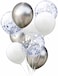 Party Time 9-Pieces 12inches Silver Chrome and White Latex Balloons, Confetti Balloons Set with 1p Ribbon Roll For Bridal Shower, Anniversary Balloon, Wedding D&eacute;cor and Birthday Party Decoration - Par