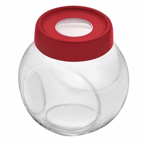 Qulx C-00225 Ring Round Angled Jar 750ml Red