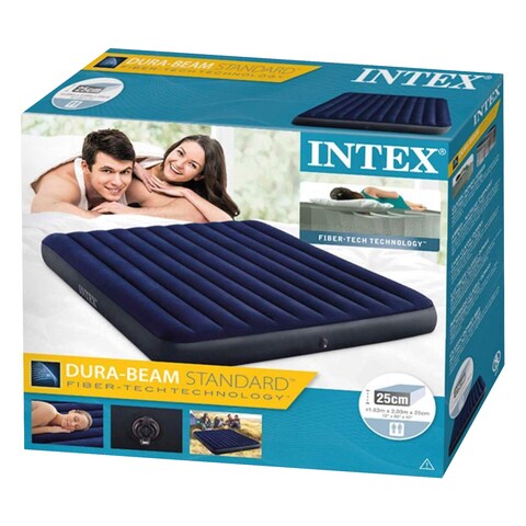 Intex 64759 Dura-Beam Standard Downy Queen Air Mattress 10 Inch Blue