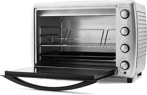 Nikai 65 Ltr Double Glass Electric Oven, Multifunction Toaster Oven with Convection Fan &amp; Rotisserie along with Keep Warm Function, NT6500SRC1 - Black and Silver,2 Years Warranty