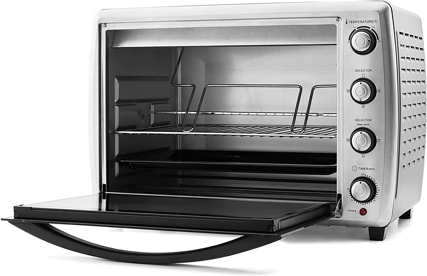 Nikai 65 Ltr Double Glass Electric Oven, Multifunction Toaster Oven with Convection Fan &amp; Rotisserie along with Keep Warm Function, NT6500SRC1 - Black and Silver,2 Years Warranty