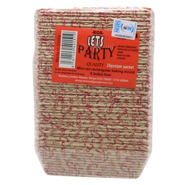 Lets Party Quality Mini Rectangular Baking Mould Red 8.5x5x2.5cm 25 Pieces