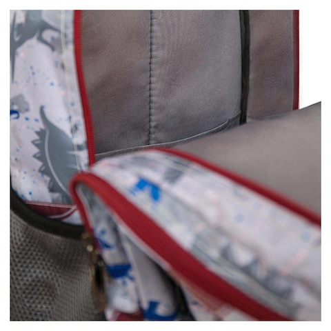 Dea School Backpack - Grey Dinosaur Design