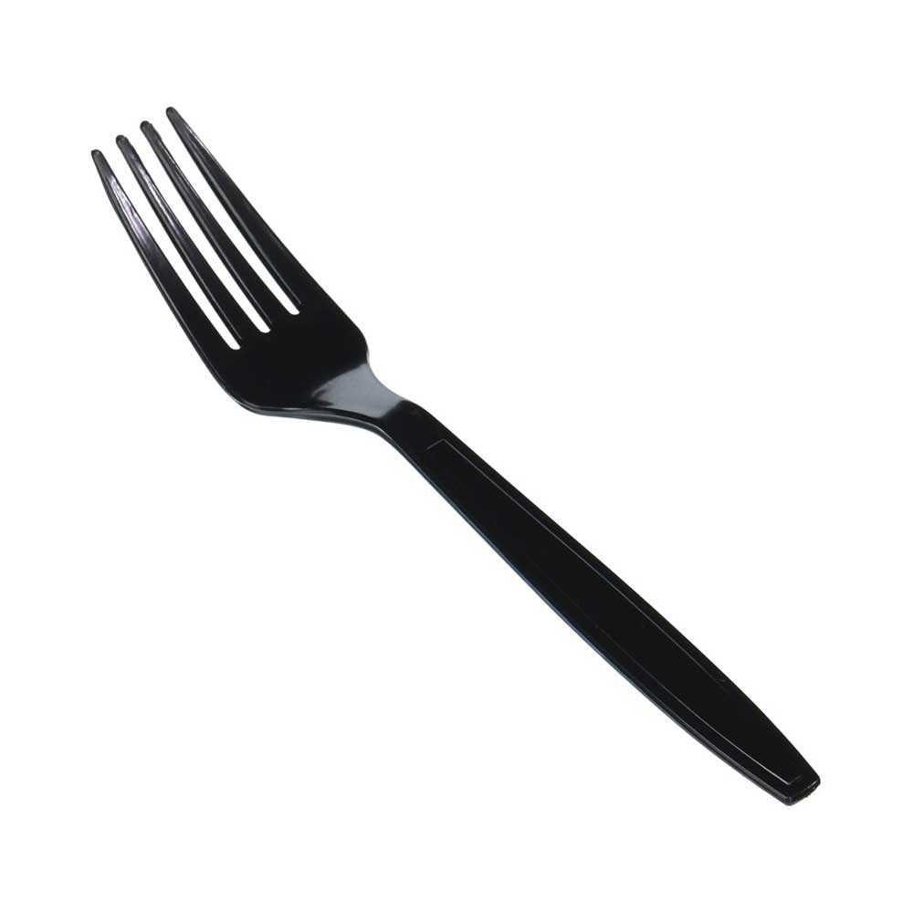 Disposable Plastic Fork Black Heavy Duty Cutlery 50 Pieces