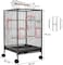 Bird cage open from top with a removable tray, Rolling wheels, and feeding bowls, Spacious perching place for Love birds, Parakeets, and other small birds,79 cm (Black)