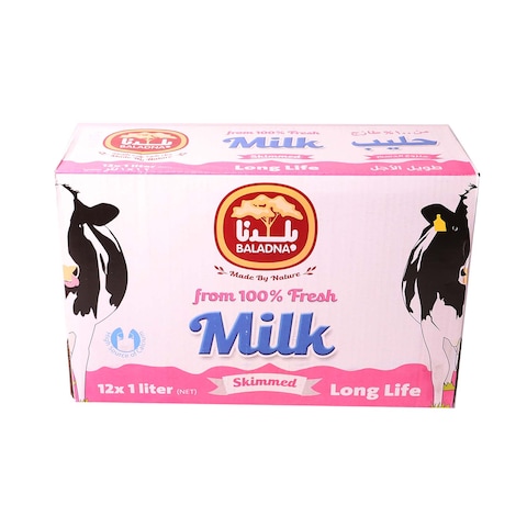 Baladna Long Life Skimmed Milk 1Lx12&#39;s