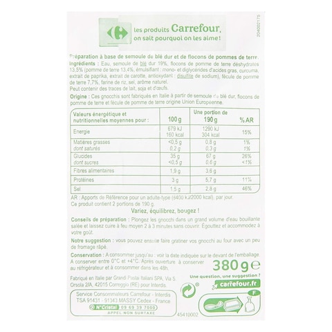 Carrefour Gnocchi With Potatoes 380g