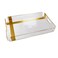 AlHoora 43x26xH5cm Acrylic Serving Tray With Handle with gold Design