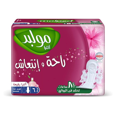 مولبد الترا راحة وانتعاش فوط صحية - طويلة جدا - 6 فوط