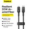 Baseus
USB C to Lightning Cable Aramid Fiber Unbreakable Series (2m) 20W PD iPhone Fast Charger Cable Nylon Braided Type C to iPhone for iPhone 14/13/13Pro/13ProMax/12Pro/12ProMax/11/11Pro/XS  Black