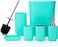 Bathroom Accessories Set of 6 Modern Design 6 Pieces Bathroom Accessory Set Soap Dispenser Toothbrush Holder Tooth Mug Soap Dish Toilet Brush Rubbish for Bathroom Home Decor (Teal)