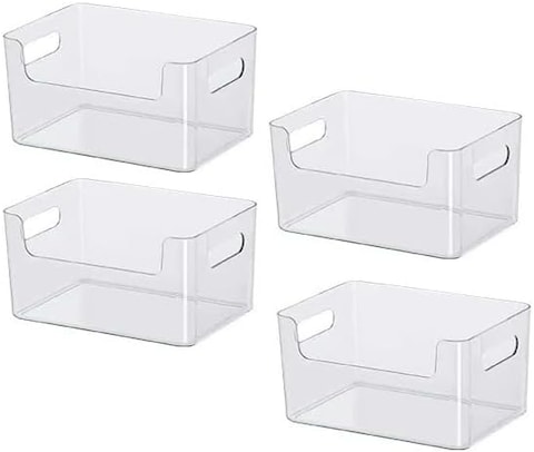 Atraux XL Clear Plastic Stackable Organizer Bins (Pack Of 4)