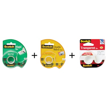 3M Scotch Magic Tape with Double Sided Tape and Transparent Tape Clear