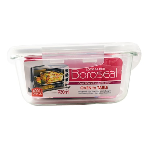 Lock &amp; Lock Boroseal Oven Glass Square Container LLG226 Clear 930ml