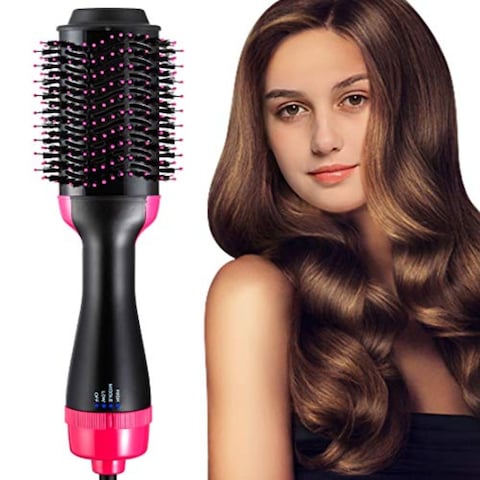 Mojonnie Hot Air Brush, One Step Hair Dryer &amp; Volumizer, Electric Blow Dryer Brush Comb, 2 in 1 Styling Brush Slyler, Negative Ion Hair Straightener Curler Brush