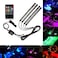 Car RGB LED Strip Light Atmosphere Decoration Lamp Car Interior Light with Remote Control, 12V Black