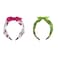 Aiwanto 2Pcs Bow Knot Fashion Headband Printed Design Hair Accessory for Ladies (Yellow Green/Pink)
