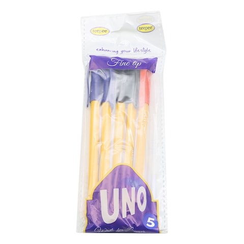 Uno Fine Tip Ballpen 5Pack Ast4021