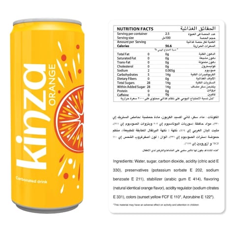 Kinza Orange Carbonated Soft Drink 250ml