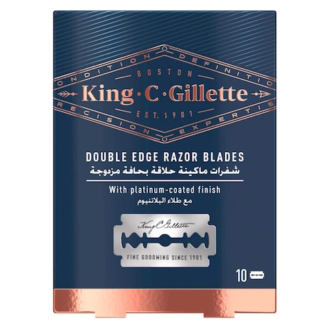 King C. Gillette Men&rsquo;s Double Edge Safety Razor Blades Pack of 10 Gillette&rsquo;s Best Stainless Steel Platinum Coated Blades