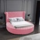 In House Lotus Velvet Bed Frame - Queen - 200x160 cm - Light Pink