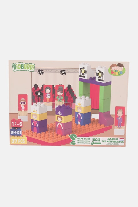 Biobuddi 37 Pieces Push Out Card Building Blocks, Red/Green