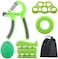 ULTIMAX Hand Grip Strengthener Set 6 PCS Strengthener Kit with Storage Pouch Hand Finger Exerciser Adjustable Hand Gripper 5 Finger Stretcher Hand Therapy Ball Grip Exercise Ring-Green