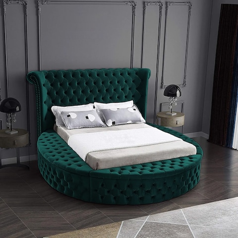 إن هاوس لوتس هيكل سرير منجد بالمخمل - نفرين - 200×180 سم - أخضر غامق